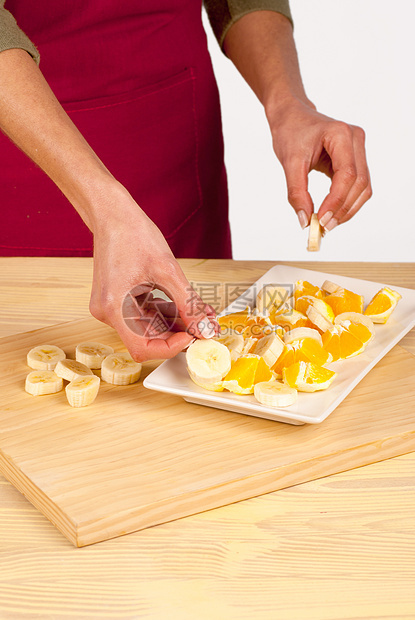 水果沙拉盘子香蕉食物橙子图片