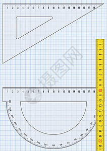 图纸和标尺邮票网格科学笔记纸记事本内衬办公用品技术统治者格子图片
