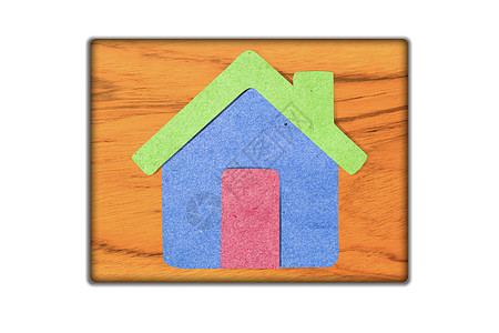 木柴背景上的房子图标小路雕刻纸艺剪裁财产建筑木头住宅白色图片