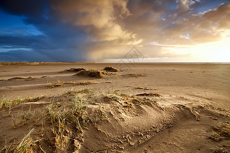 沙沙沙沙滩和戏剧性天空图片