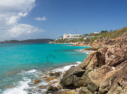 圣托马斯岛USVI太阳天空旅行岛屿假期蓝色海洋娱乐阳光岩石图片