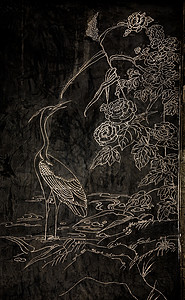 中国四川旧中宫雕刻巨石鸟图片