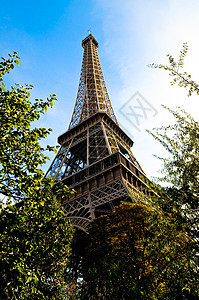 艾菲尔铁塔旅游地标旅行假期城市文化首都金属天空蓝色图片