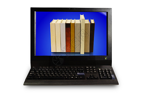 缩微计算机显示中的书堆图片