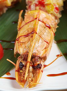 皇家虎虾盘子食物小吃餐厅平方老虎海鲜沙拉美食烹饪图片