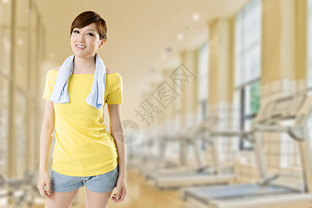 体操女孩毛巾魅力运动活力女性训练幸福健身房乐趣喜悦图片