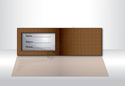 棕色钱包购物反射地址创造力记事本皮夹金融插图图片