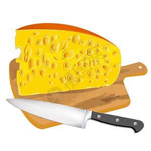 天然奶乳酪和木板上的刀子图片