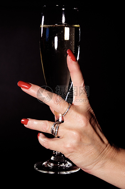 干杯新年玻璃庆典女士派对液体长笛手指酒精饮料图片