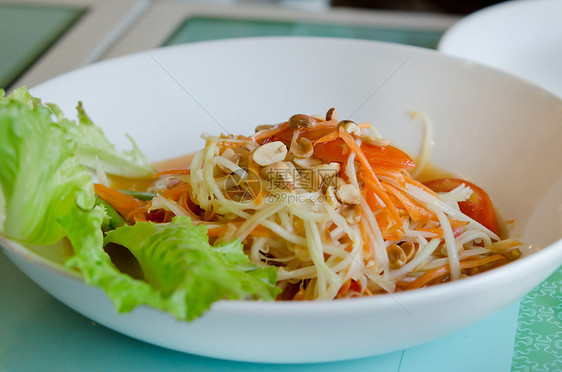 辣辣色沙拉蔬菜美食松坦食物香料盘子营养白色木瓜图片