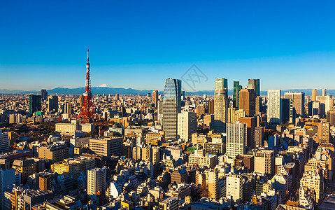 日本东京晴天高楼全景天际旅行建筑学房子蓝色城市天空图片