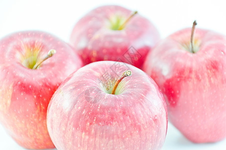 红苹果在白色背景上被孤立红色小吃食物水果黄色图片
