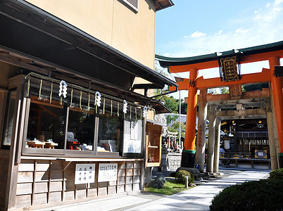 京都神社伍德托里门地标写作狐狸旅游宗教橙子木头神道灯笼寺庙图片