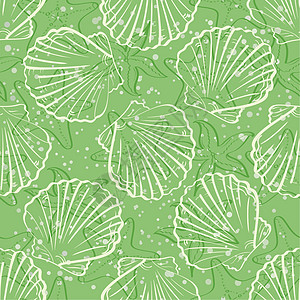 无缝背景 轮廓贝壳包装墙纸蜗牛海星海滨海岸星星纺织品织物装饰品图片