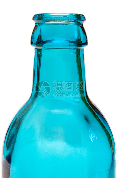 蓝瓶玻璃蓝色苏打健康饮料茶点白色液体空白瓶颈图片
