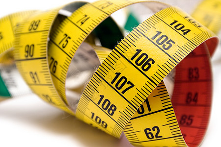 黄色测量工具仪器数字损失节食公用事业缝纫尺寸漩涡磁带餐具图片