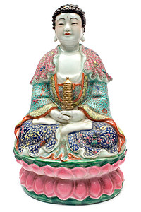 七彩佛姿势制品沉思文化幸福冥想上帝祷告宗教陶瓷图片