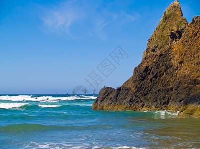 俄勒冈海岸的海滩墙纸游客海岸线太阳沿海悬崖海岸侵蚀旅游石头图片