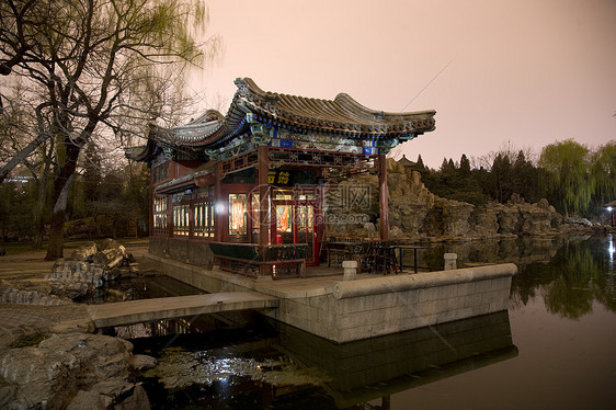 中国北京太阳石船神庙历史性历史皇帝风景太阳文化天空红色寺庙建筑学图片