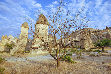土耳其卡帕帕多西亚晴天旅行日落文化石灰石岩石烟囱火鸡石头吸引力图片