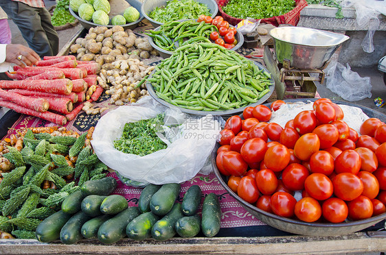 印度德里街头市场各种蔬菜 印度德里街市图片