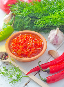 番茄和辣椒新鲜酱植物香气美食香料蔬菜团体烹饪胡椒香味食物图片