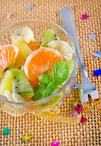 水果沙拉柚子早餐甜点热带桌子香蕉橙子奇异果维生素营养图片