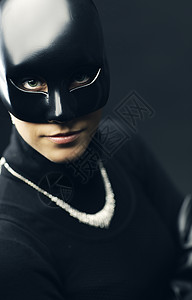 女盗贼猫女模特魅力时装女孩黑色刑事女子面具女性图片
