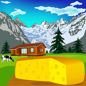 天然树脂乳干奶酪和山地草原产品熟食草地小吃农场木头插图房子石头食物图片