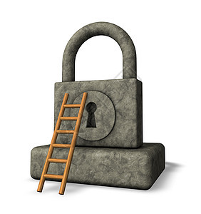 挂锁和梯子插图秘密锁孔警卫保障隐私安全力量石头黄铜图片