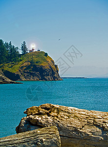 灯塔  美国西澳大利亚州  失望角阳光海岸线波浪安全悬崖港口海洋指导海岸石头图片