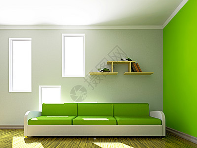绿色沙发和起居室图片