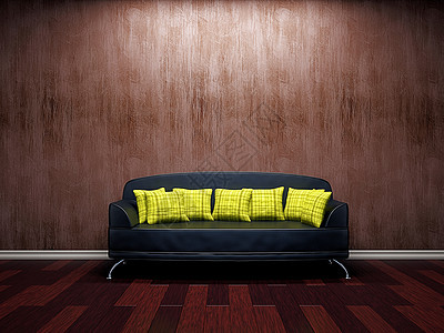 带皮革沙发的客厅长沙发建筑学座位艺术风格公寓装饰休息室家具阳光图片