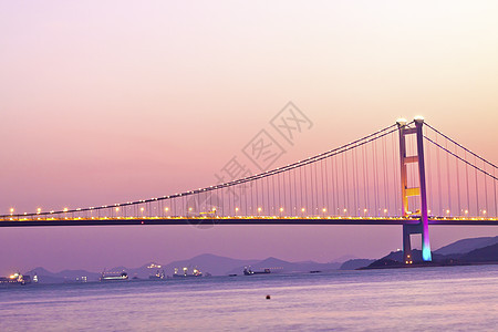 日落时 香港桥商业连接器游客地标天际阳光海岸反射运输城市图片