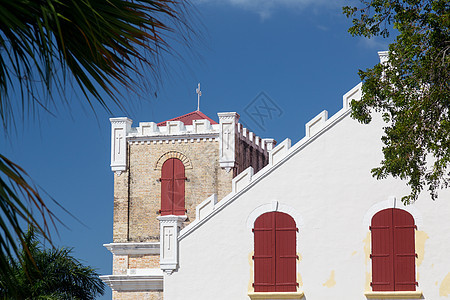 夏洛特阿马利亚的弗雷德里克路德教会热带古董建筑红色假期旅行白色港口城市蓝色图片