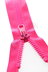 近距离拍摄粉红色拉链纺织品裁缝白色金属安全紧固件压缩粉色扣子联盟图片