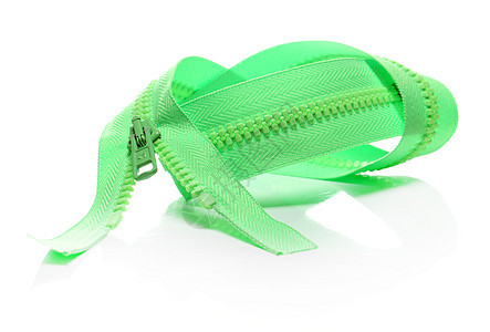 近距离拍摄绿色拉链紧固件缝纫纺织品安全金属插图装饰概念联盟衣服图片