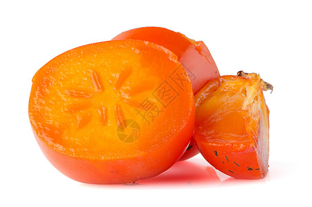 带切片的 Persimmon水果影棚甜点红色健康饮食柔软度柿子沙龙橙子图片