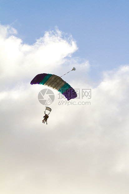 Skydiver 降落伞打开跳跃跳伞员刺激运动天空伞兵漂浮飞行乐趣爱好图片