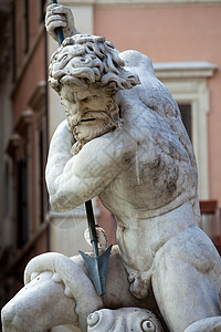 意大利罗马Neptune不老泉正方形雕像喷泉艺术广场游客建筑纪念碑首都旅游图片