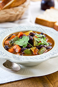 豆菜加和胡萝卜汤食物香菜午餐棕色饮食菜豆红色营养美食图片