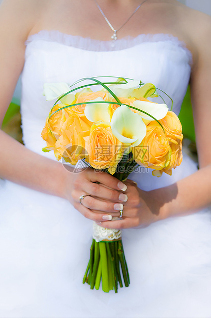 新娘举行婚礼花束订婚戒指玫瑰丈夫女士恋人热情手指女性婚姻图片