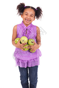 有苹果绿色的年轻女孩图片