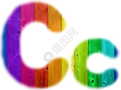 C 彩虹背景字母C图片