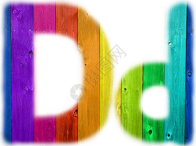 D 彩虹背景字母D图片