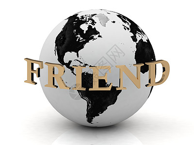 地球周围的FRIEND 抽象刻字图片