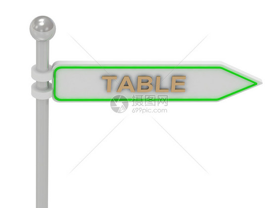 3d 配有金色“ Table” 符号的签名图片