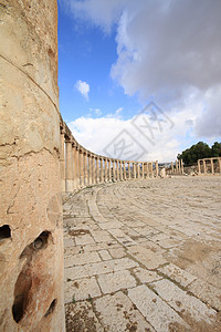 约旦贾拉什奥瓦尔广场旅行纪念碑文明首都寺庙历史建筑学天空帝国石头图片