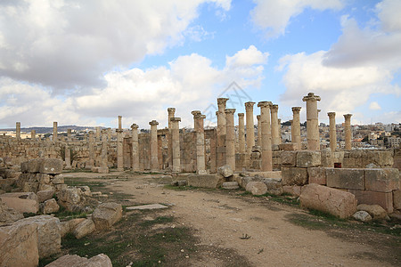约旦贾拉什阿耳特弥斯寺庙首都帝国柱子文明考古学天空旅游入口建筑学历史图片