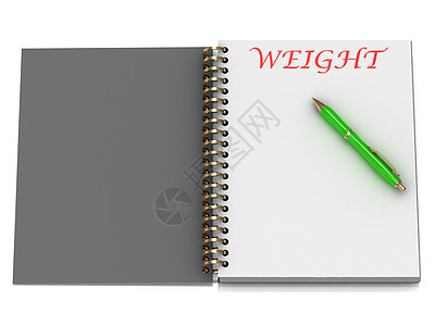 笔记本页上的WEight字词图片